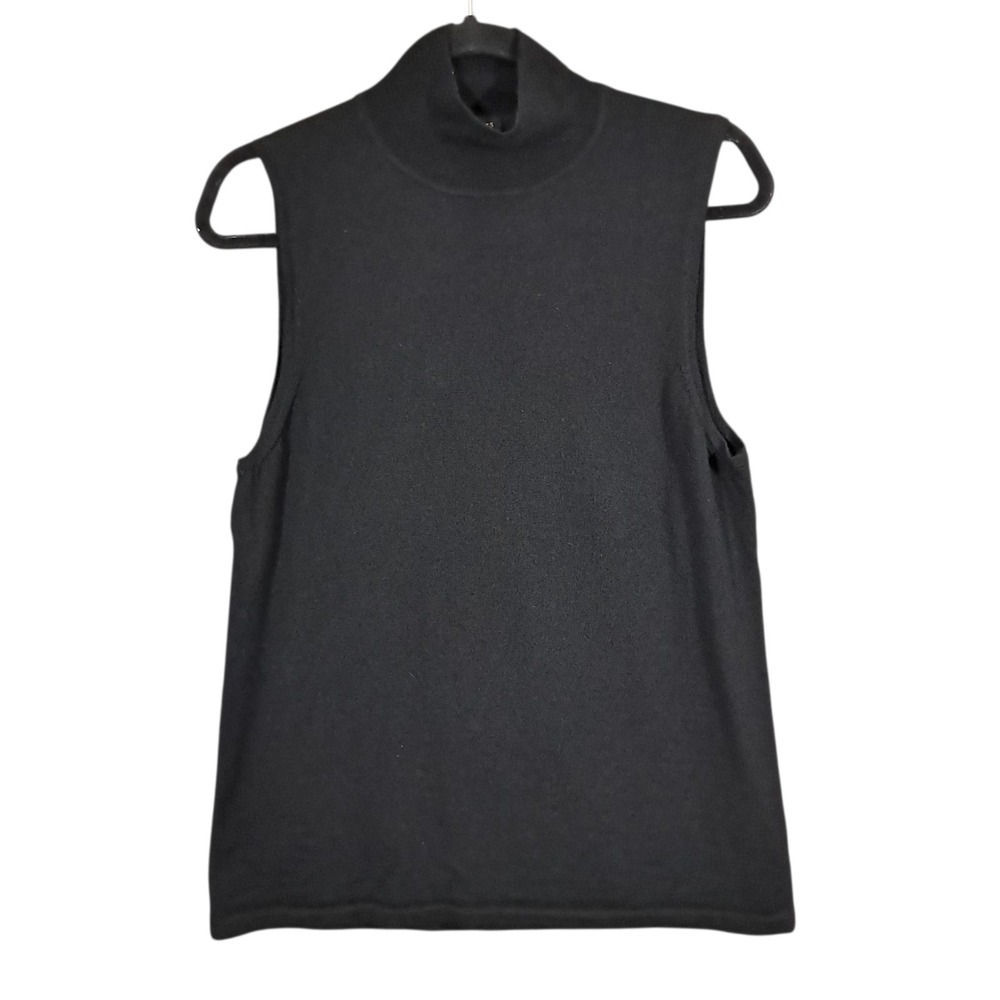 Talbots Top Womens Extra Large Black Merino Wool Sleeveless Lightweight Office